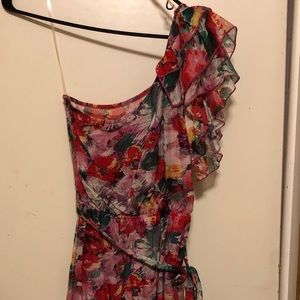 One shoulder floral dress